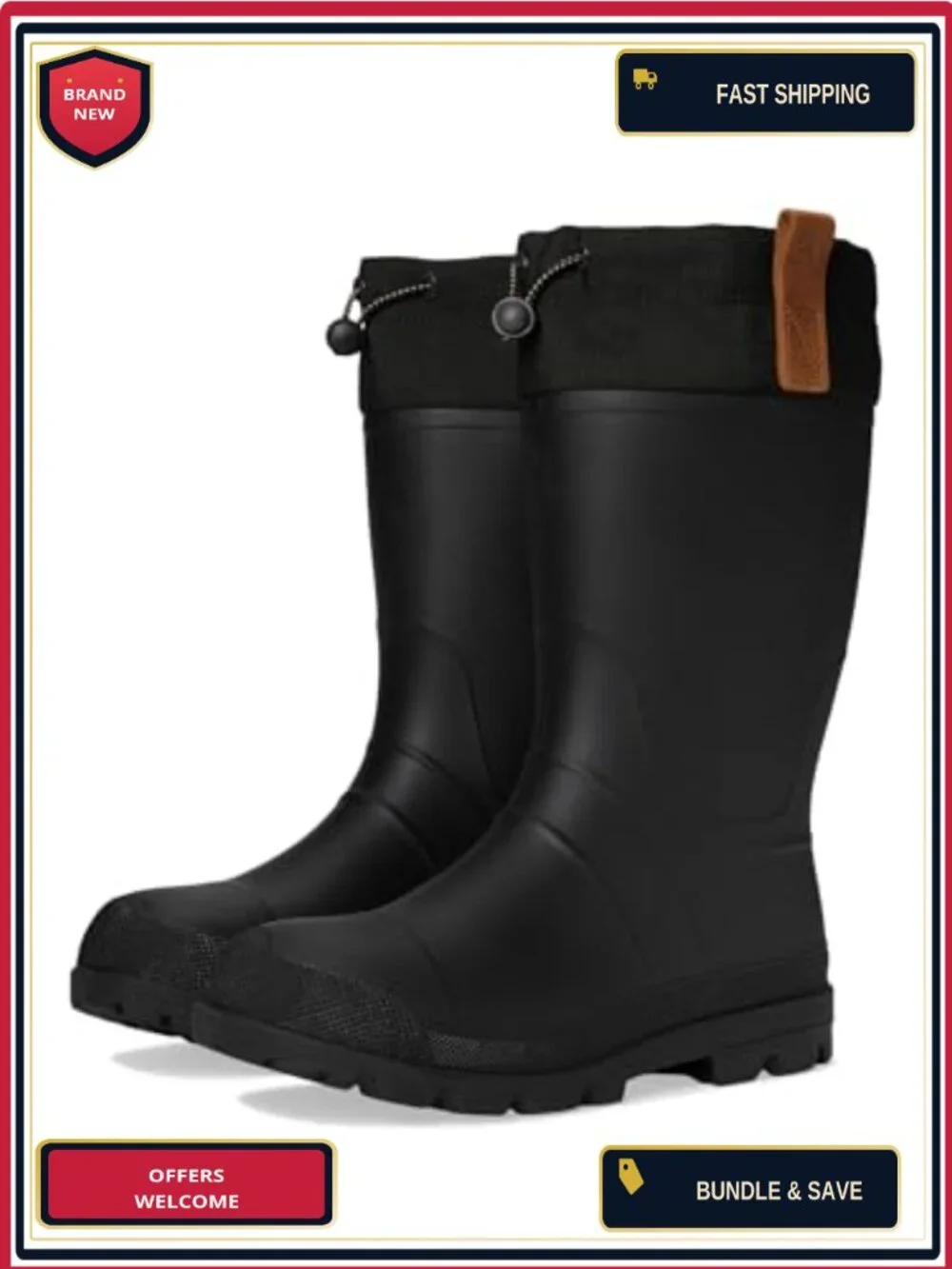 Waterproof Leather Mid-Calf Snow Boots Lace-Up Winter Boot